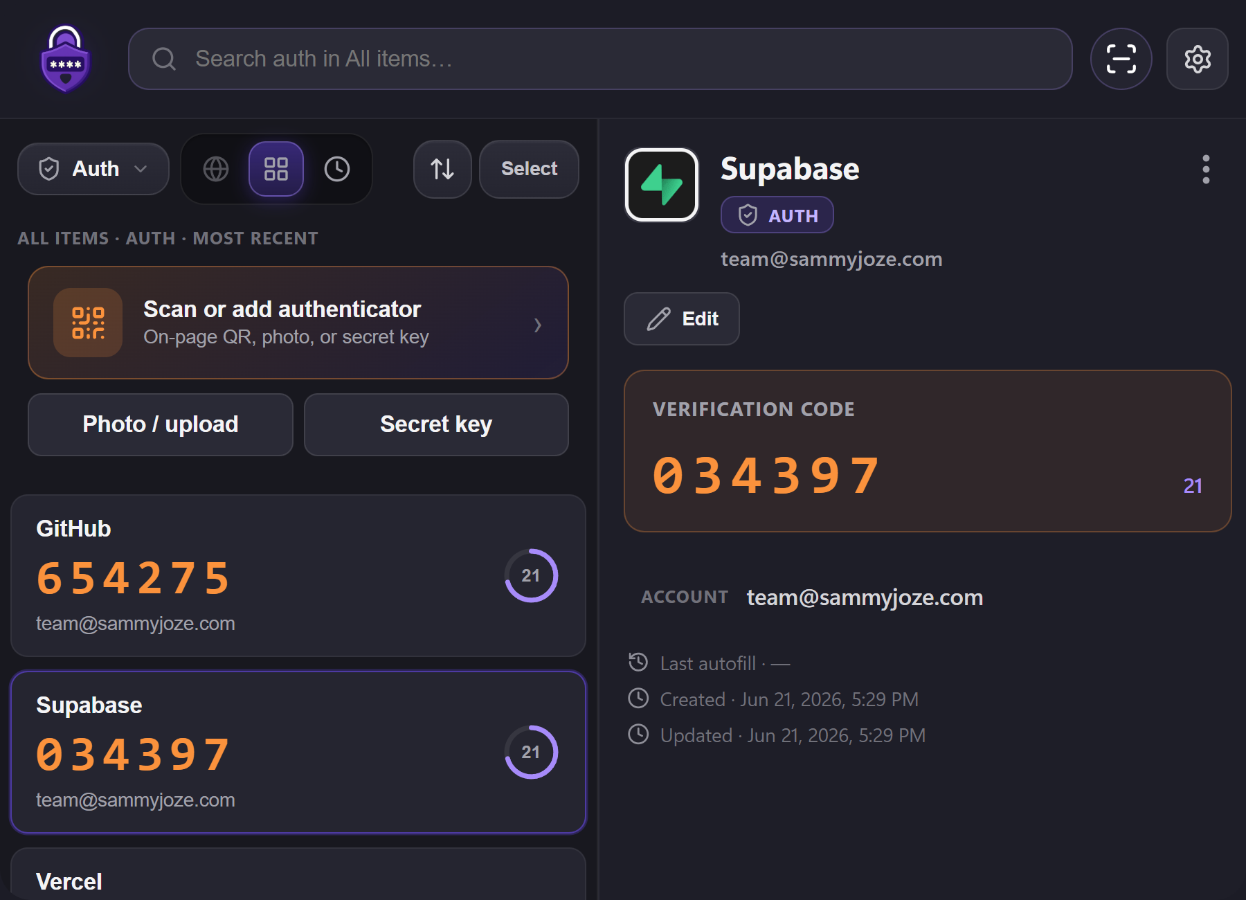 Citadel Vault Auth filter with Supabase verification code